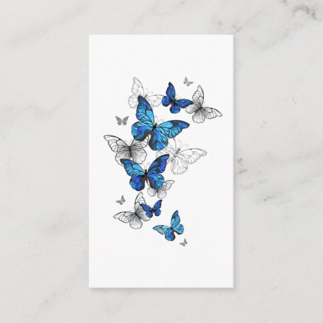 Carte D'accompagnement Papillons volants bleus Morpho (Devant)