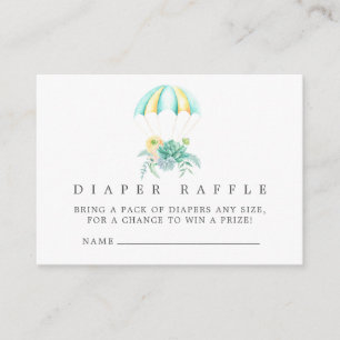 Carte D'accompagnement Parachute Bouquet Floral Baby Shower Tirage de Cou
