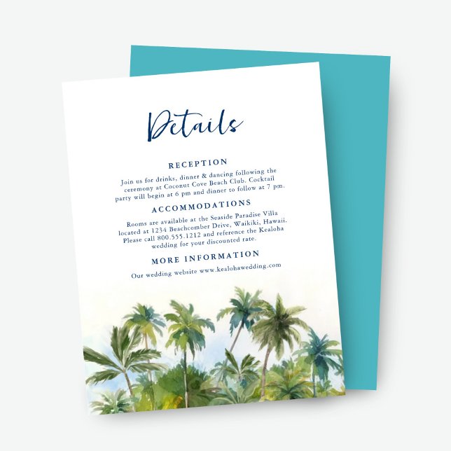 Carte D'accompagnement Paradise Island Tropical Beach Détails du mariage (Créateur téléchargé)