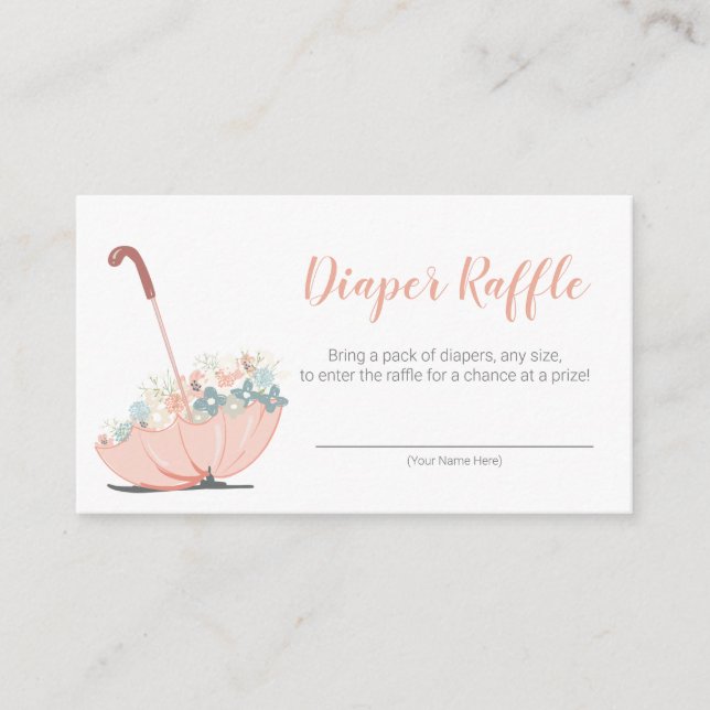 Carte D'accompagnement Parapluie avec Fleurs Fille Déchets Billet (Devant)