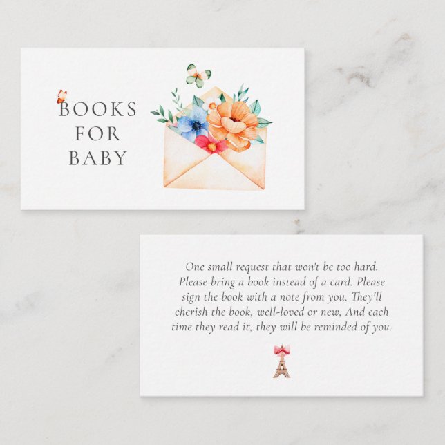 Carte D'accompagnement Paris Cafe Boulangerie Aquarelle Livres Pour Bébé  (Devant / Derrière)