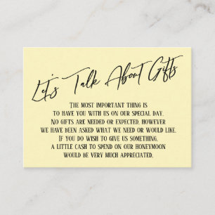 Carte D'accompagnement Parlons de cadeaux écriture manuscrite Beurre jaun