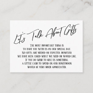 Carte D'accompagnement Parlons de cadeaux Mariage écriture