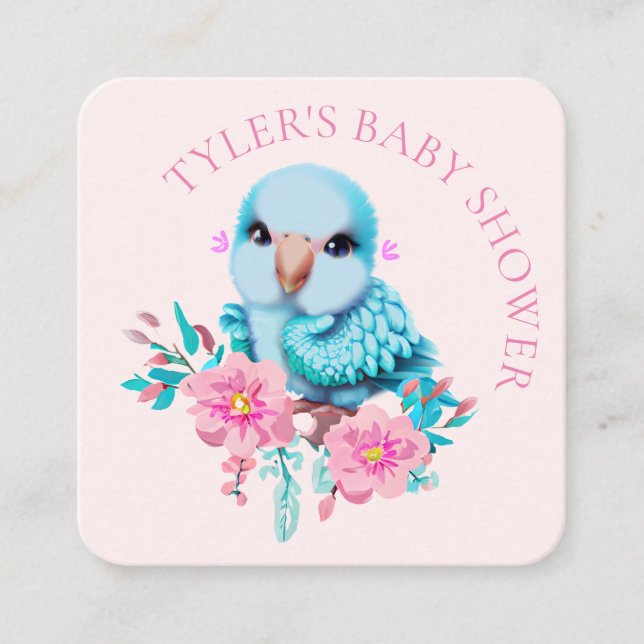 Carte D'accompagnement Parrot Bébé Bleu mignon et adorable (Devant)