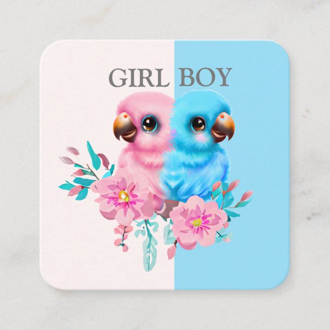 Carte D'accompagnement Parrot bébé mignon Révélation de genre (Devant)