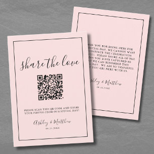 Carte D'accompagnement Partage de photos d'invités par QR Code Mariage Ro