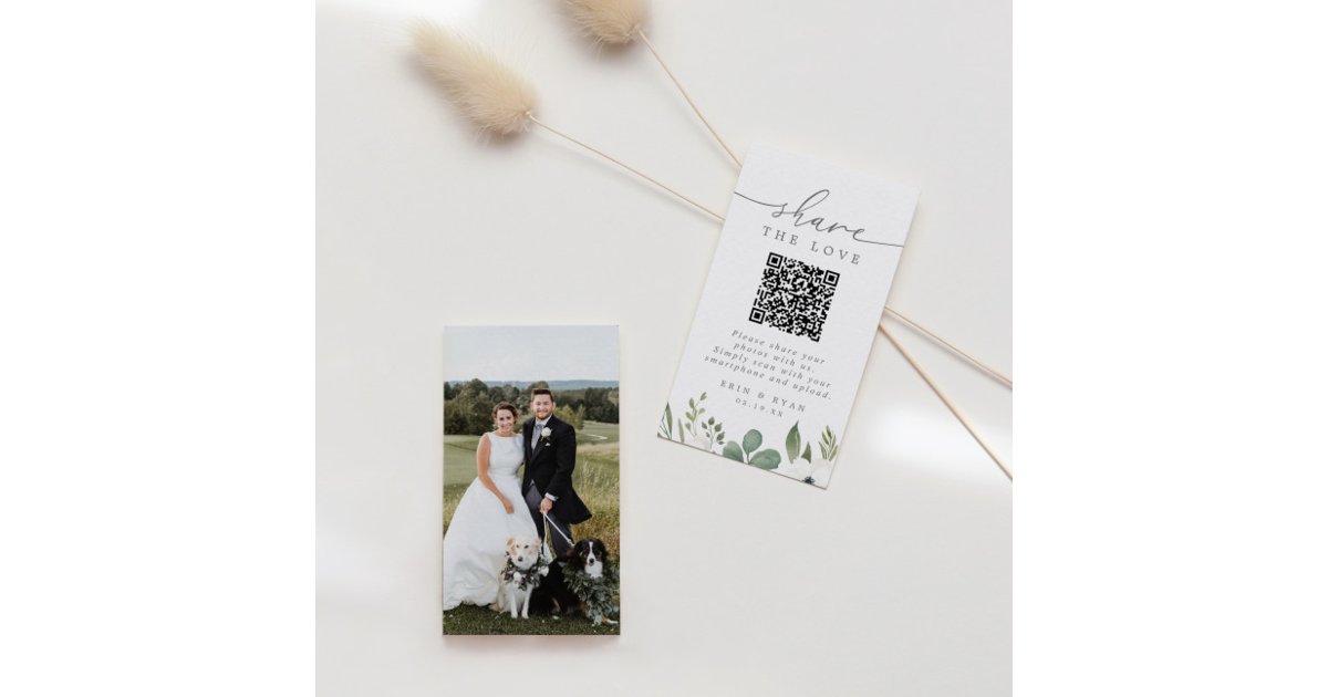 Carte D'accompagnement Partage photo Mariage moderne avec QR Code