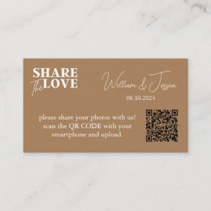 Carte D'accompagnement Partage photo Mariage noir avec code QR