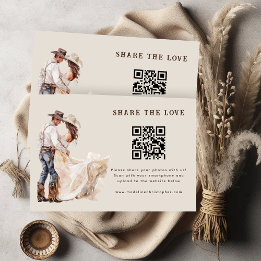 Carte D'accompagnement Partagez le code QR Love Rustic Western Mariage