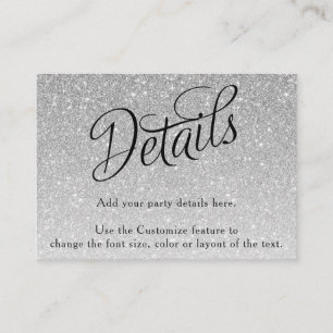 Carte D'accompagnement Parties scintillant argent - détails du script fan