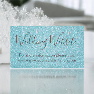 Carte D'accompagnement Parties scintillant bleu Aqua turquoise et mariage