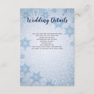 Carte D'accompagnement Parties scintillant Blue Snowflake hiver Mariage D