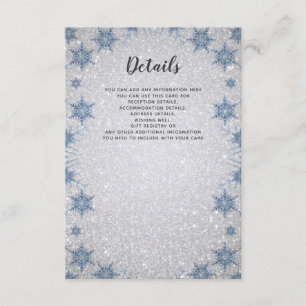 Carte D'accompagnement Parties scintillant Blue Snowflake hiver Mariage D