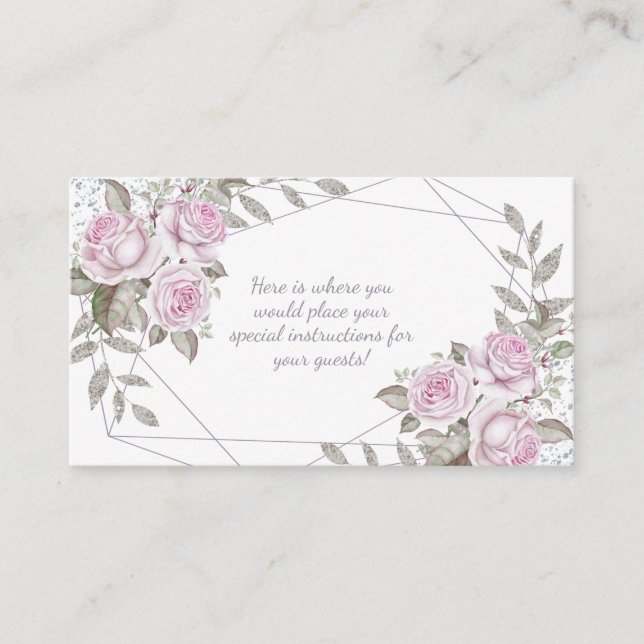 Carte D'accompagnement Parties scintillant d'argent rose violet (Devant)