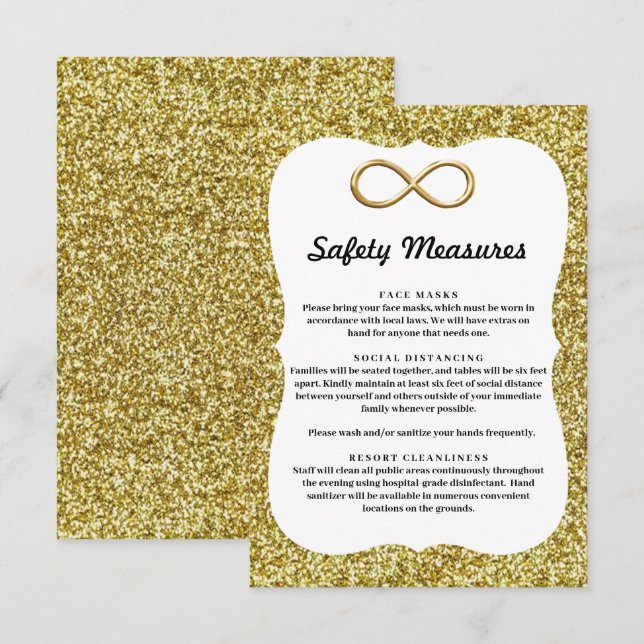 Carte D'accompagnement Parties scintillant d'or Infinité d'or Mesures de  (Devant / Derrière)