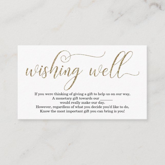 Carte D'accompagnement Parties scintillant d'or Wishing Well for Faire-pa (Devant)
