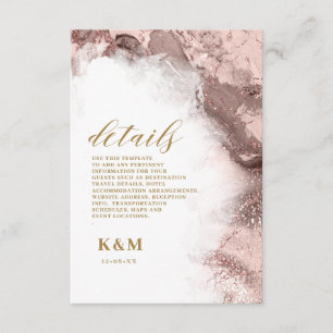 Carte D'accompagnement Parties scintillant en marbre Mariage Rose Gold ID