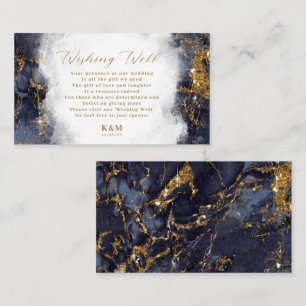 Carte D'accompagnement Parties scintillant en marbre Wishing well V2 Navy