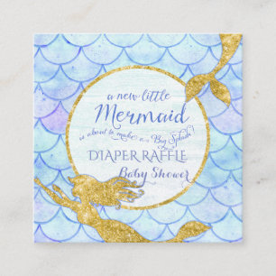 Carte D'accompagnement Parties scintillant en or de Baby shower de sirène