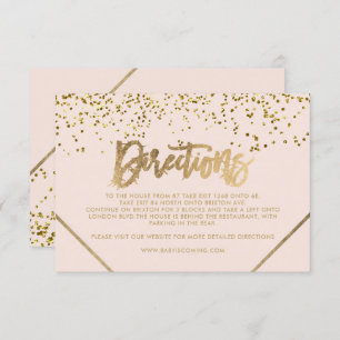 Carte D'accompagnement parties scintillant en or rose  en direction du ba