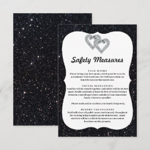 Carte D'accompagnement Parties scintillant noire Coeurs de diamants Mesur