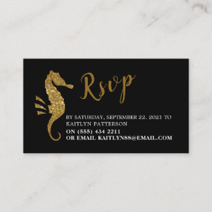 Carte D'accompagnement Parties scintillant Or Seahorse RSVP