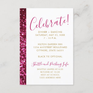 Carte D'accompagnement Parties scintillant rose chaud Réception moderne M