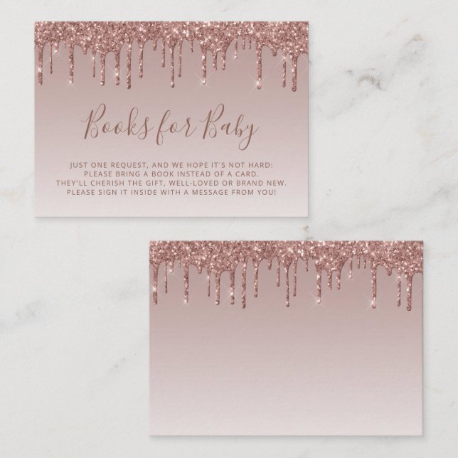 Carte D'accompagnement Parties scintillant Rose Gold Baby shower Book (Devant / Derrière)