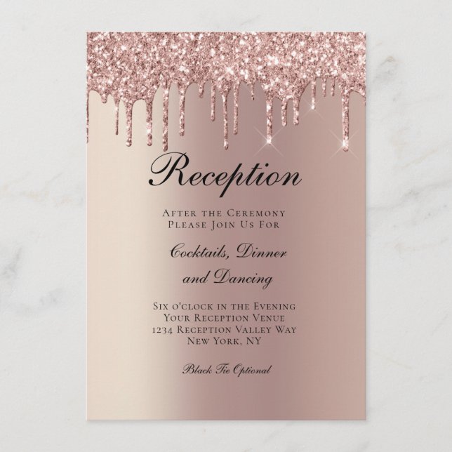 Carte D'accompagnement Parties scintillant rose Gold Driving Réception de (Devant)