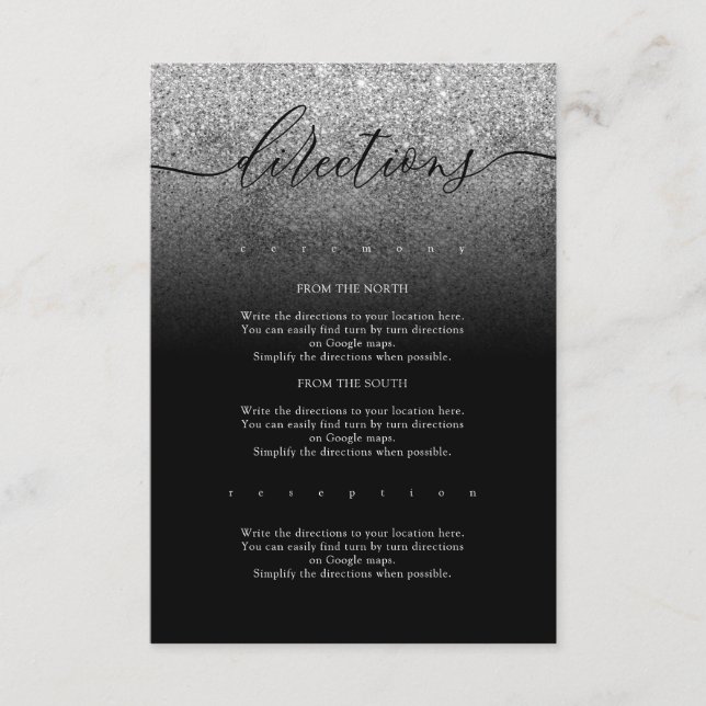 Carte D'accompagnement Parties scintillant Silver Moderne Simple Mariage  (Devant)