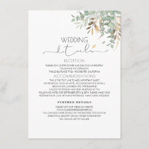 Carte D'accompagnement Parties scintillant vertes Gold Information Mariag