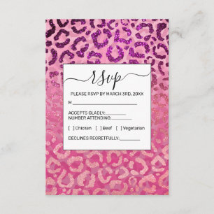 Carte D'accompagnement Parties scintillant violet rose léopard Poster de