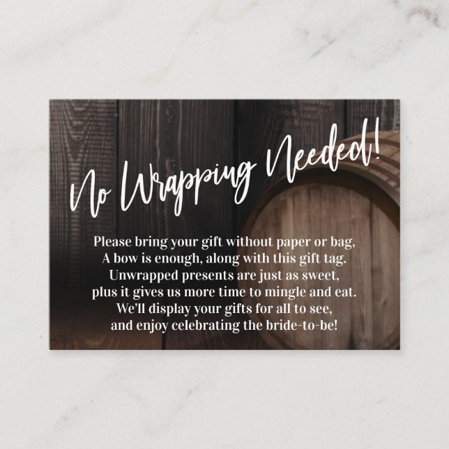 Carte D'accompagnement Pas Besoin D'Envelopper ! Écriture manuelle Barre  (Devant)