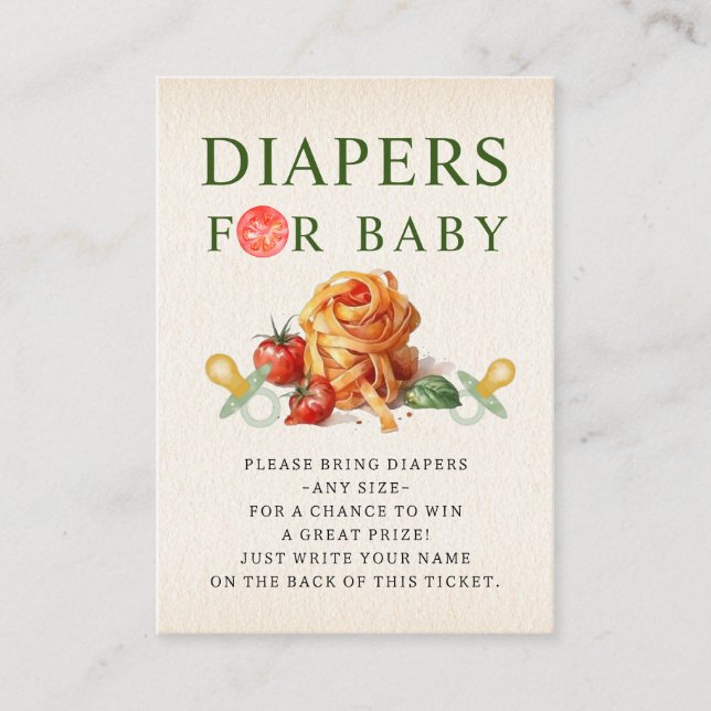 Carte D'accompagnement Pasta & Pacificateurs Baby shower Déchets Raffle (Devant)