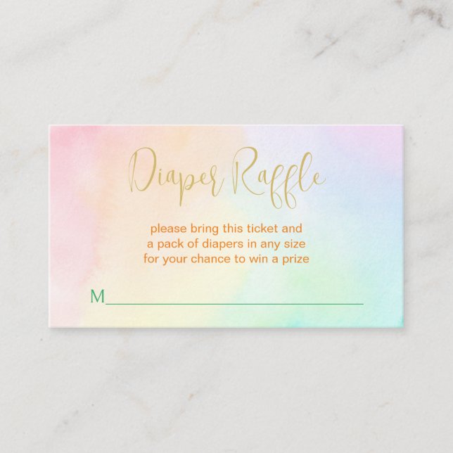 Carte D'accompagnement Pastel arc-en-ciel ombre baby shower tombole (Devant)