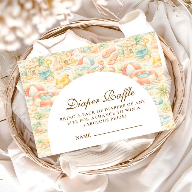 Carte D'accompagnement Pastel Beach Animals  Diapper Raffle (Créateur téléchargé)