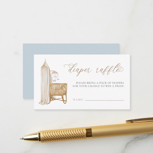 Carte D'accompagnement Pastel Blue Boho Bébé Brunch Barbe Raffle (Devant/Arrière en situation)