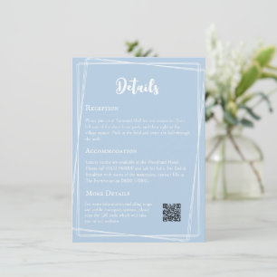 Carte D'accompagnement Pastel Blue Elegant QR Code Détails du Mariage
