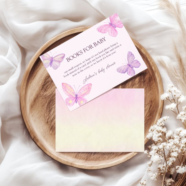 Carte D'accompagnement Pastel Butterflies Baby showers Livres Pour Bébé (Créateur téléchargé)