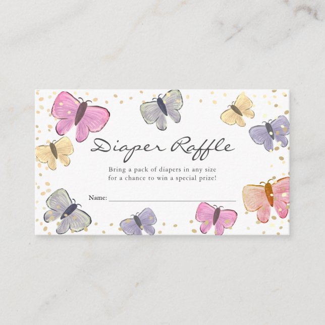 Carte D'accompagnement Pastel Butterfly Baby shower Déchets Raffle Ticket (Devant)