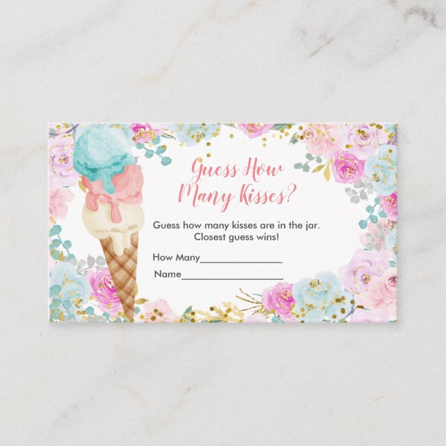 Carte D'accompagnement Pastel Crème glacée Floral Combien de baisers (Devant)