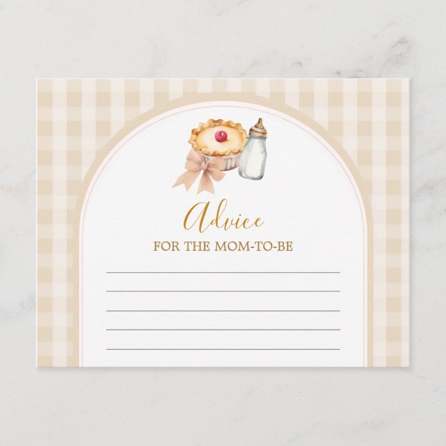 Carte D'accompagnement Pastel Cutie Pie En vichy Baby shower Conseil Mama (Devant)