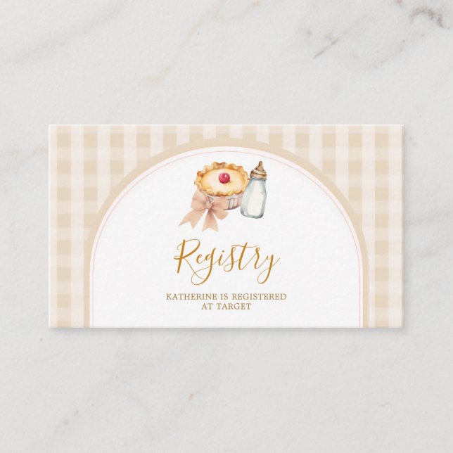 Carte D'accompagnement Pastel Cutie Pie En vichy Registre des Baby shower (Devant)