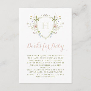Carte D'accompagnement Pastel Fleur sauvage Monogram Crest Livres pour bé