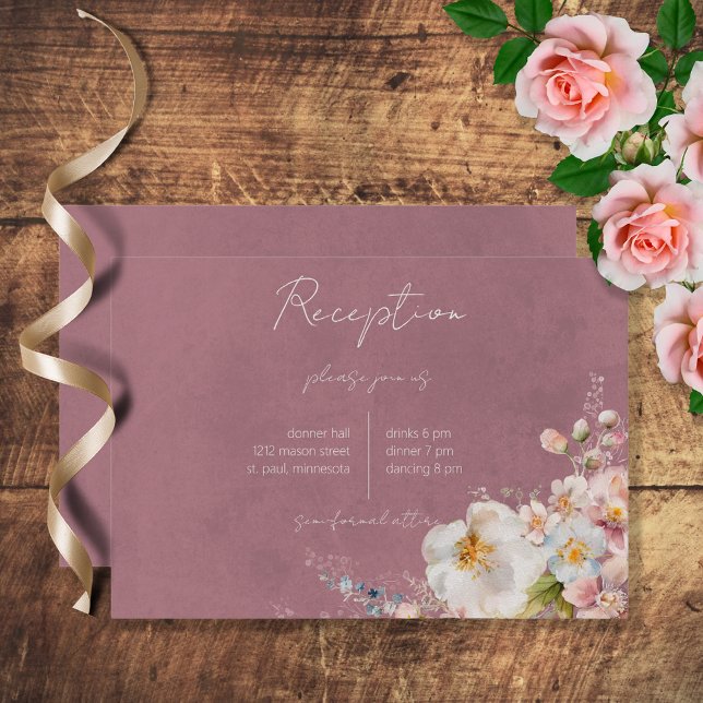 Carte D'accompagnement Pastel Floral Moderne rose Réception de mariage (Créateur téléchargé)