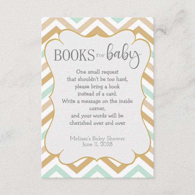 Carte D'accompagnement Pastel Gold et Green Zig Zag Neutral Baby Books (Devant)