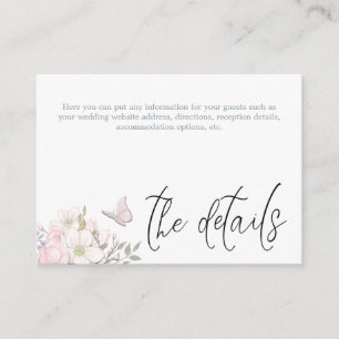 Carte D'accompagnement Pastel Magnolia Butterfly Script Détails du Mariag