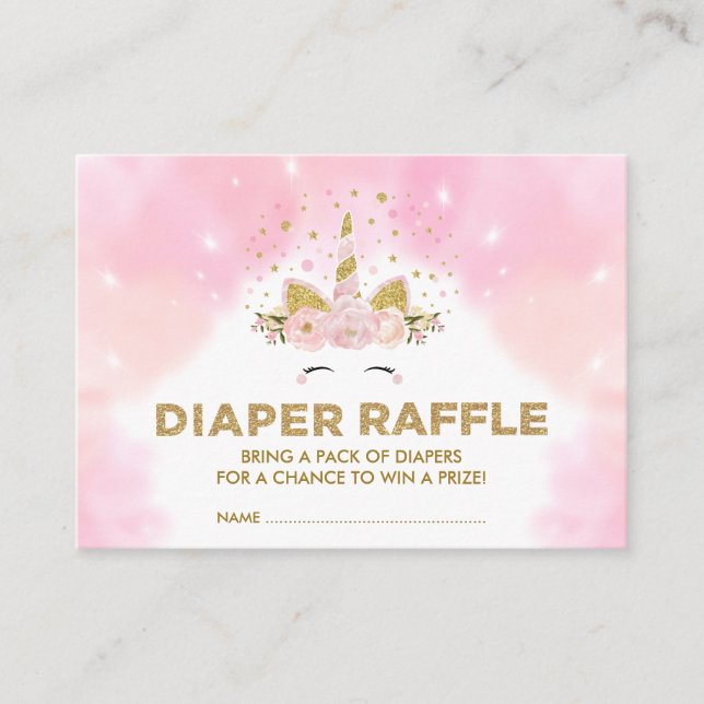 Carte D'accompagnement Pastel Nuages Rose Magique Unicorne Déchets Raffle (Devant)