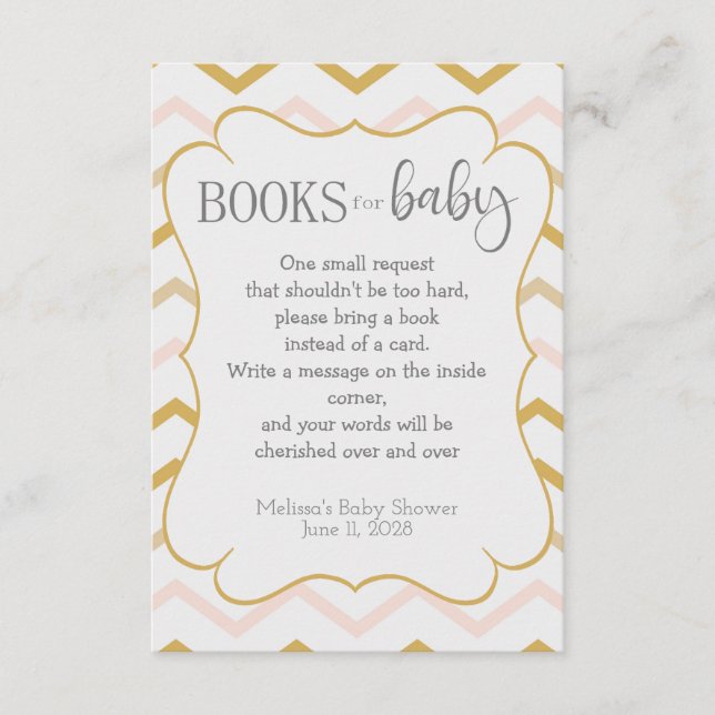 Carte D'accompagnement Pastel Peach et Gold Zig Zag Livres pour bébé (Devant)