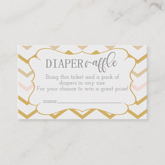 Carte D'accompagnement Pastel Peach et Gold Zig Zag Raffle de couche (Devant)